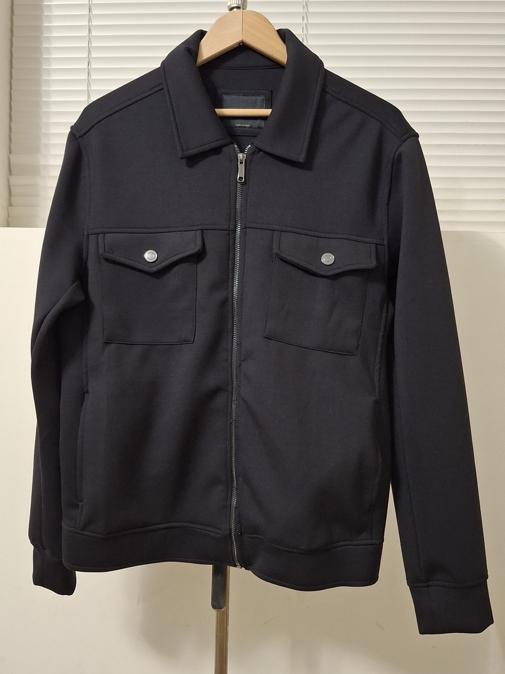 Porter & Ash Men's Black Full Zip Trucker Jacket Stretch Utility Shirt Jacket